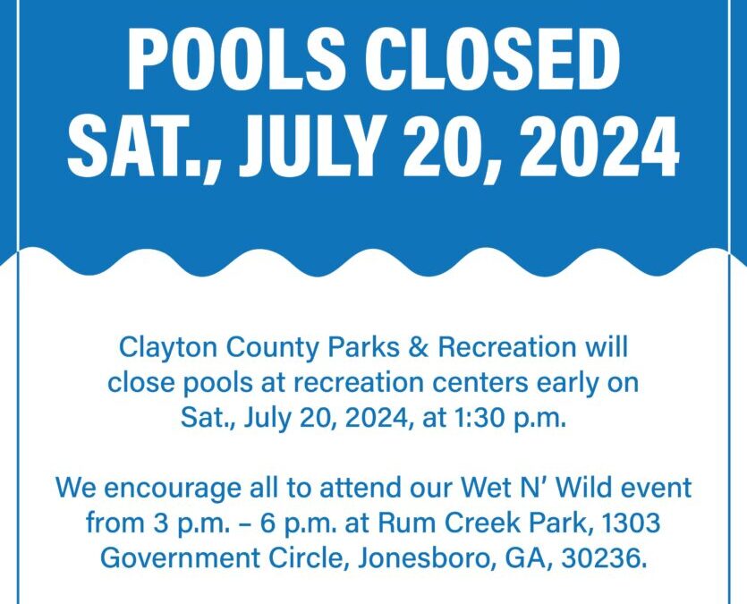 NOTICE: Early Closure Notice Recreation Center Pools